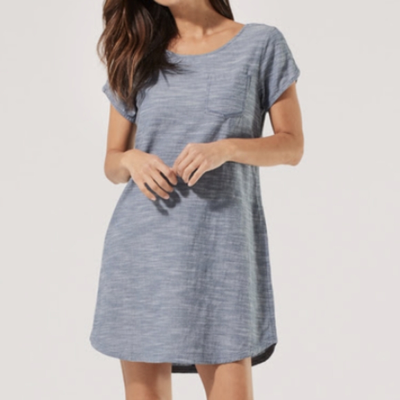 Pact Dresses & Skirts - Pact Organic Cotton Chambray Blue Casual Short Sleeve Dress Size Medium